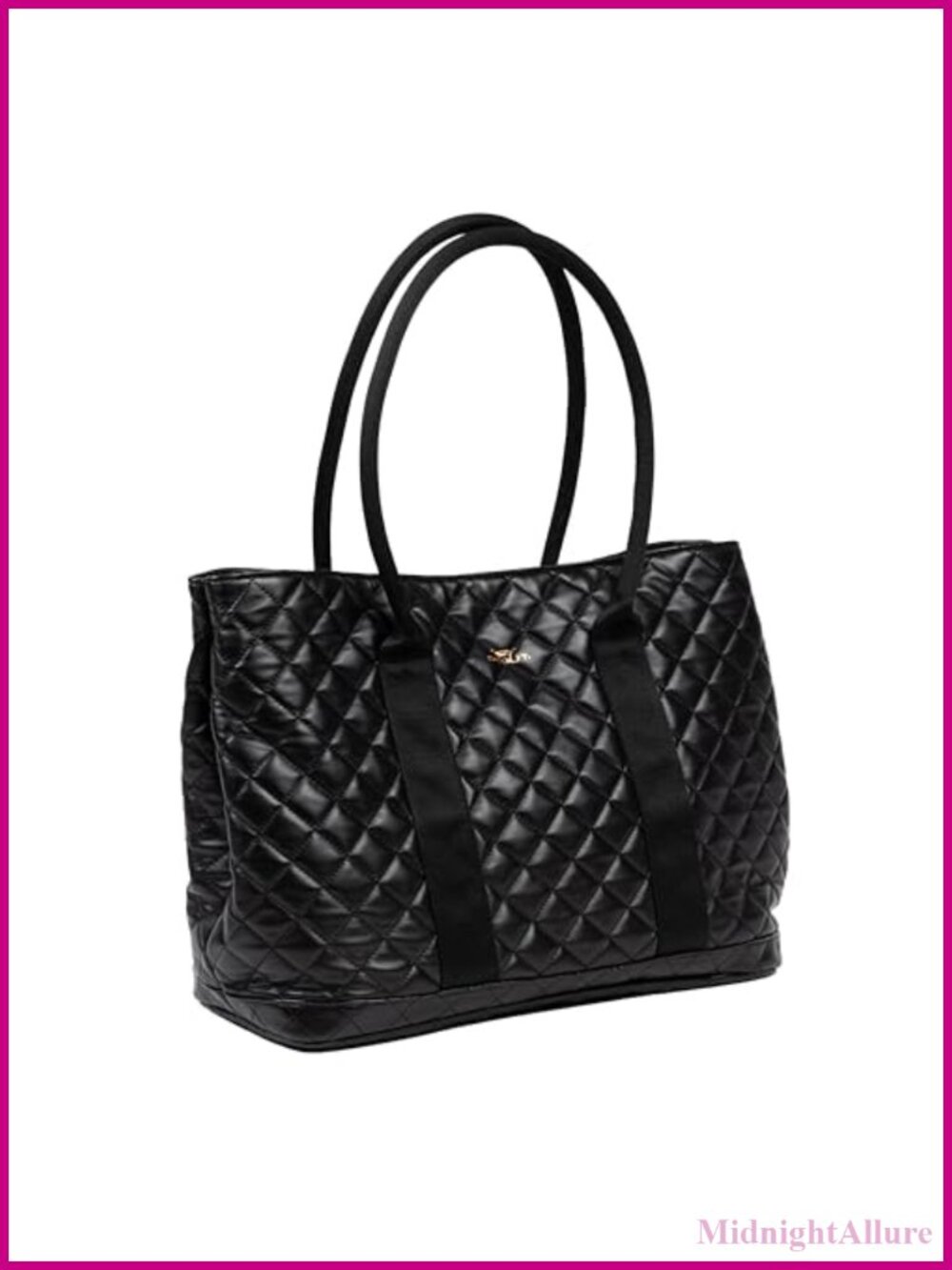 Quilted Tote Bag Snap Closure Expandable Sides Everyday Shoulder Purse
